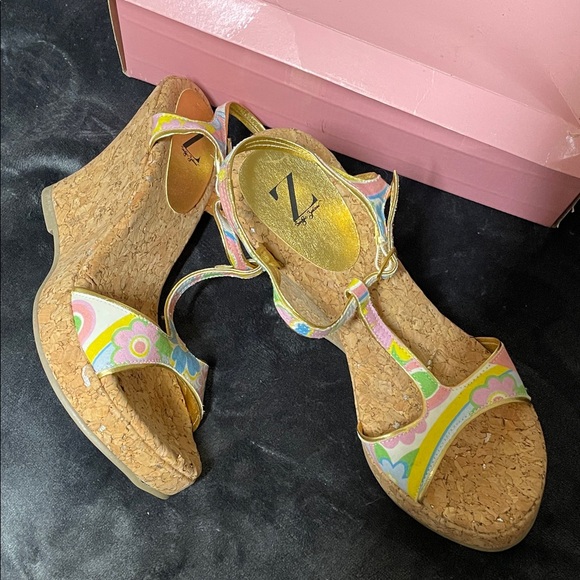 Sergio Zelcer Multicolor Cork Wedges - Picture 1 of 6